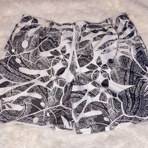 Merona Brown White Tropical Print Swim Trunks Men’s Size XXL